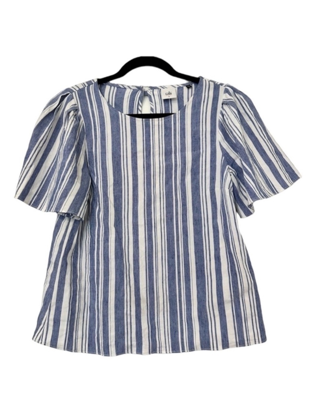 CAbi Wing Striped Linen Top